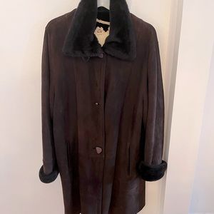 Suede shearling coat